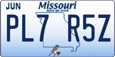MO license plate PL7R5Z
