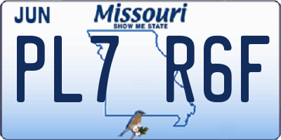 MO license plate PL7R6F