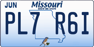 MO license plate PL7R6I