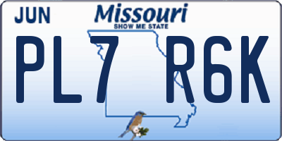 MO license plate PL7R6K