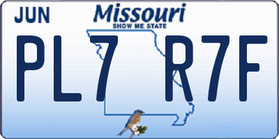MO license plate PL7R7F