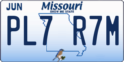 MO license plate PL7R7M
