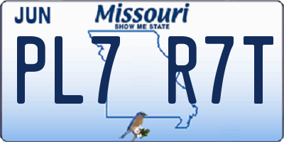 MO license plate PL7R7T