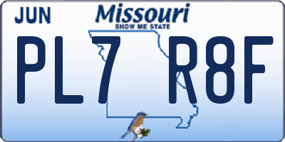 MO license plate PL7R8F