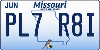 MO license plate PL7R8I