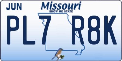 MO license plate PL7R8K