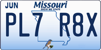 MO license plate PL7R8X