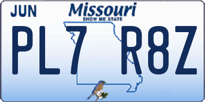 MO license plate PL7R8Z
