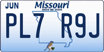 MO license plate PL7R9J