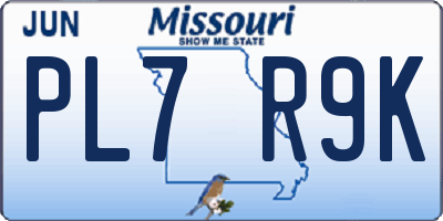 MO license plate PL7R9K