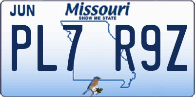 MO license plate PL7R9Z