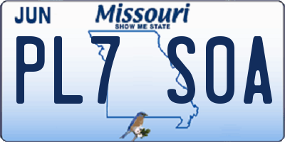 MO license plate PL7S0A
