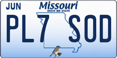 MO license plate PL7S0D