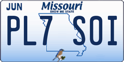 MO license plate PL7S0I