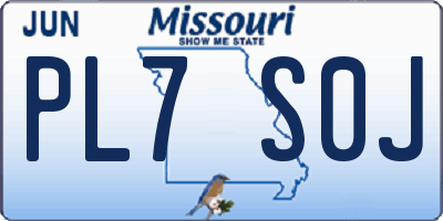MO license plate PL7S0J