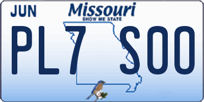 MO license plate PL7S0O