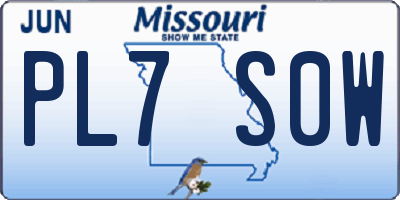 MO license plate PL7S0W