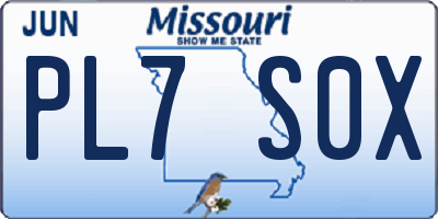 MO license plate PL7S0X