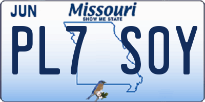 MO license plate PL7S0Y