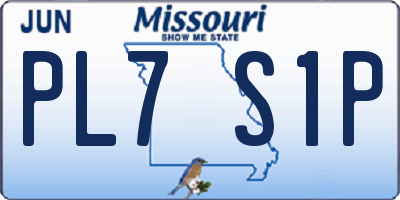 MO license plate PL7S1P