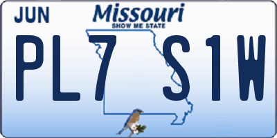 MO license plate PL7S1W