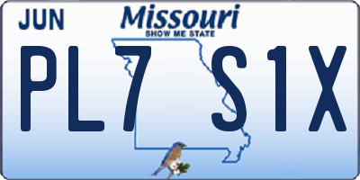 MO license plate PL7S1X
