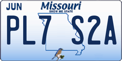 MO license plate PL7S2A