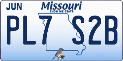 MO license plate PL7S2B