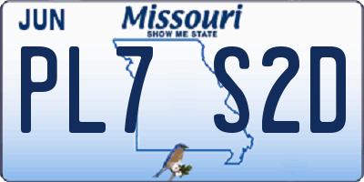 MO license plate PL7S2D