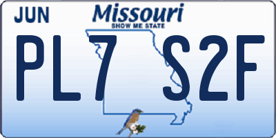 MO license plate PL7S2F