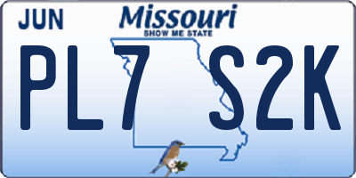 MO license plate PL7S2K