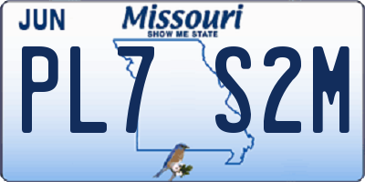 MO license plate PL7S2M