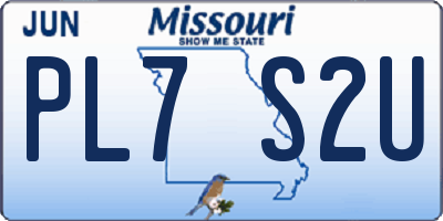 MO license plate PL7S2U