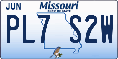MO license plate PL7S2W