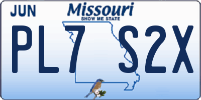 MO license plate PL7S2X