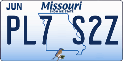 MO license plate PL7S2Z