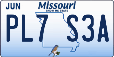 MO license plate PL7S3A