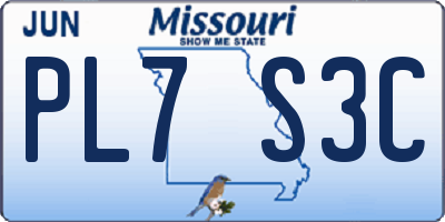 MO license plate PL7S3C