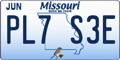 MO license plate PL7S3E