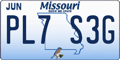 MO license plate PL7S3G