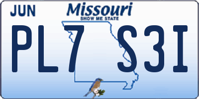 MO license plate PL7S3I