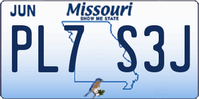 MO license plate PL7S3J