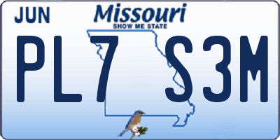 MO license plate PL7S3M