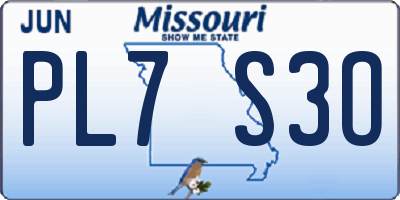 MO license plate PL7S3O