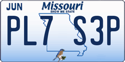 MO license plate PL7S3P