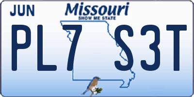 MO license plate PL7S3T