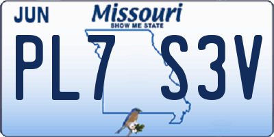 MO license plate PL7S3V