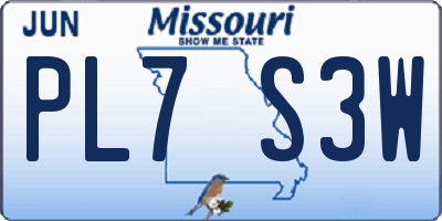 MO license plate PL7S3W