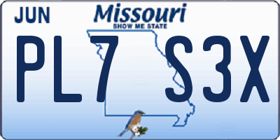 MO license plate PL7S3X