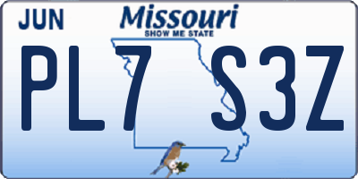 MO license plate PL7S3Z